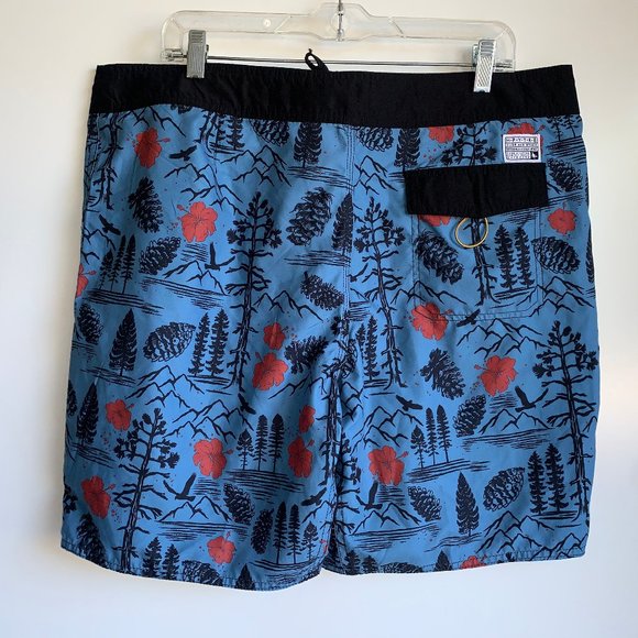 HIPPY TREE Men's Swim Shorts Boardshorts Size 38 Blue Black - Picture 3 of 5